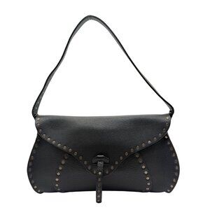 Vintage CELINE Studded Black Leather Shoulder Poulbot Bag